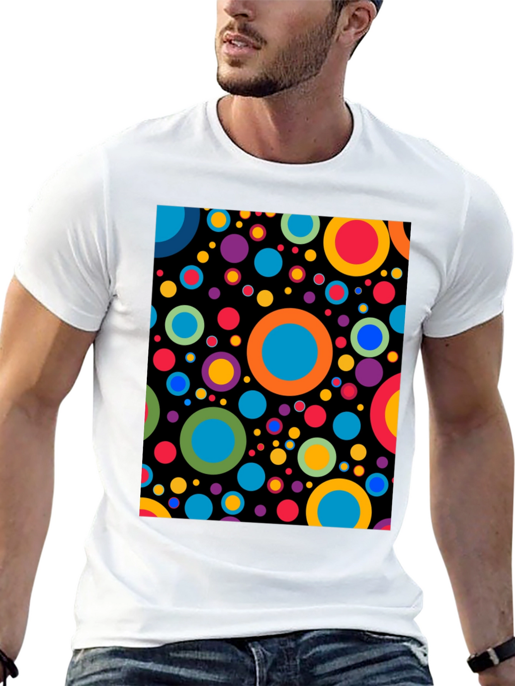 Retro Circles Black Graphic Tee