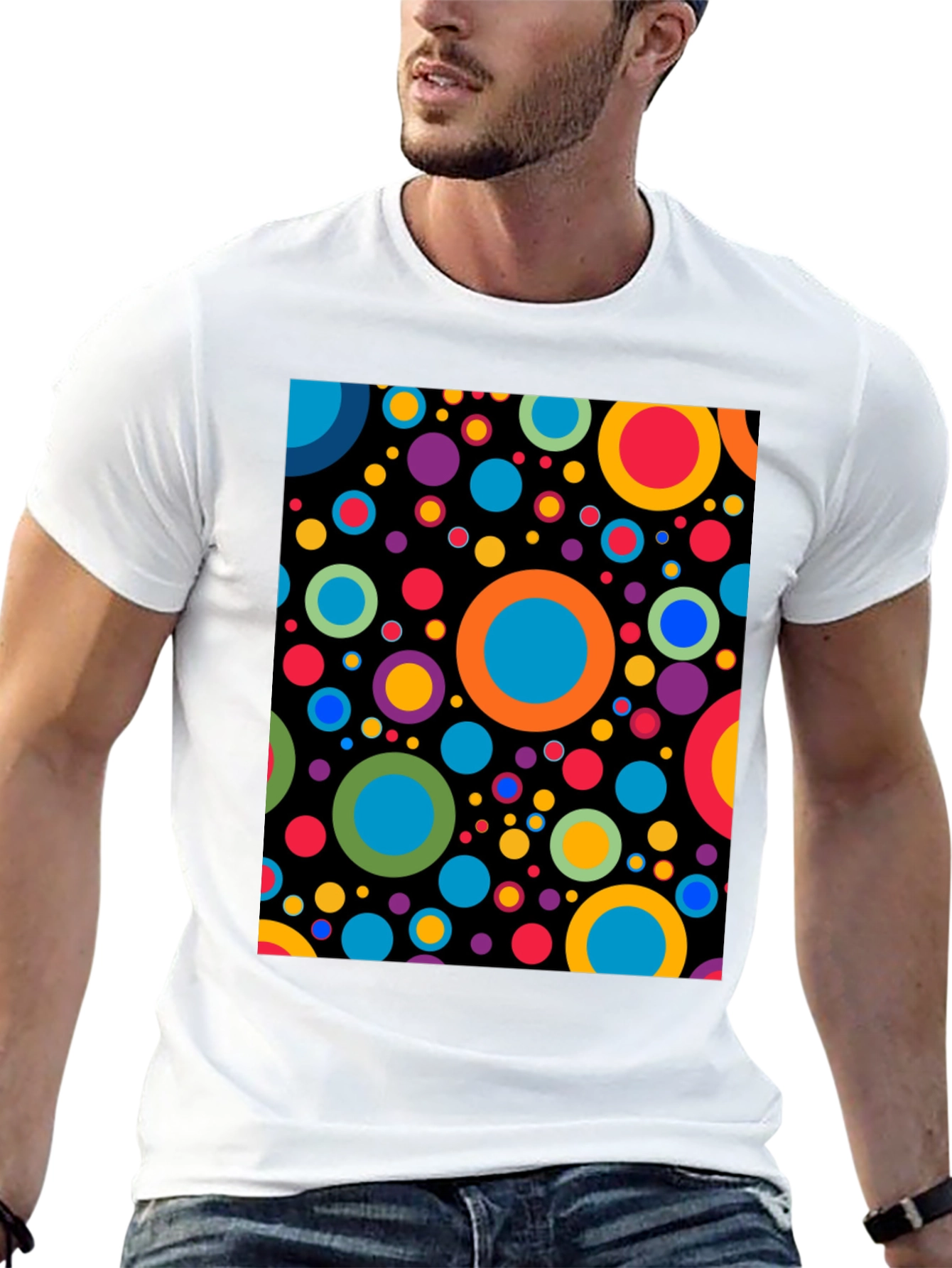 Retro Circles Black Graphic Tee