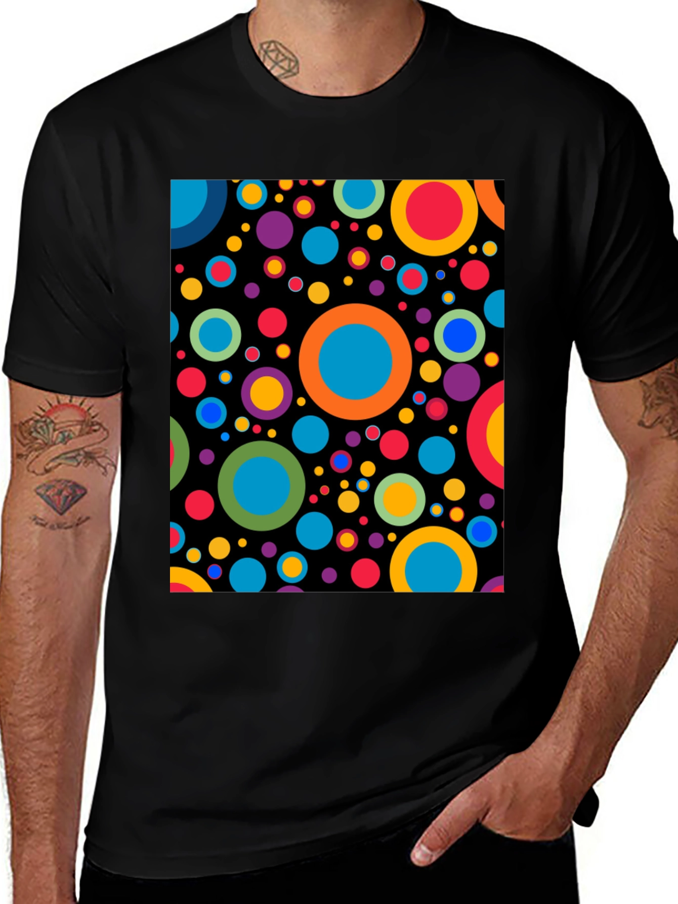 Retro Circles Black Graphic Tee