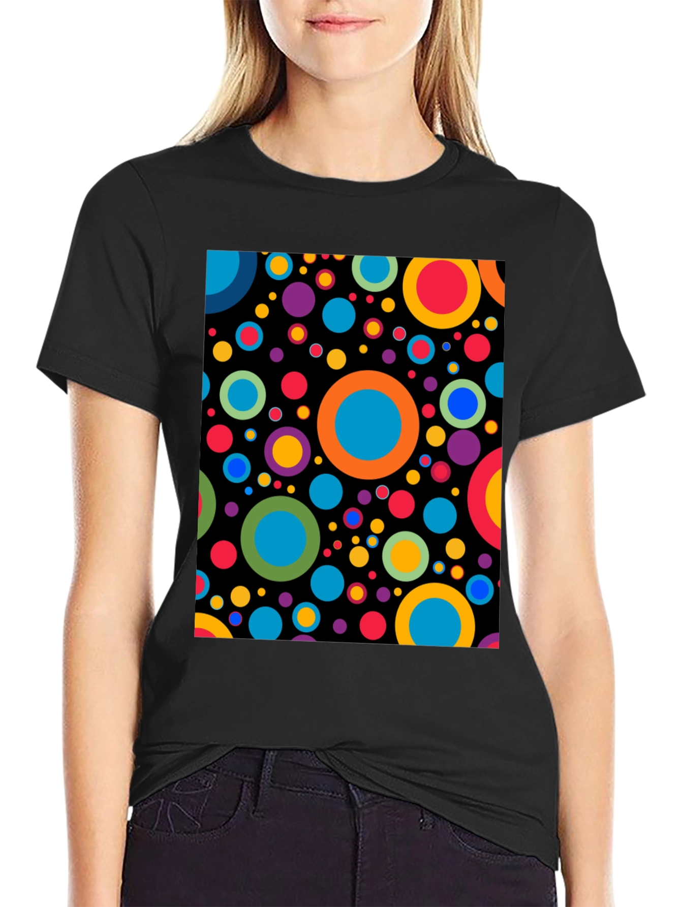 Retro Circles Black Graphic Tee