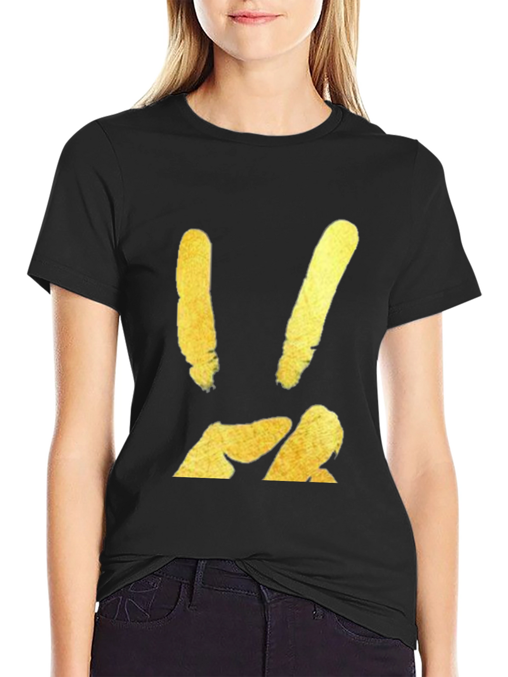 Modern Graphic Print T-Shirt - Gold Abstract Design