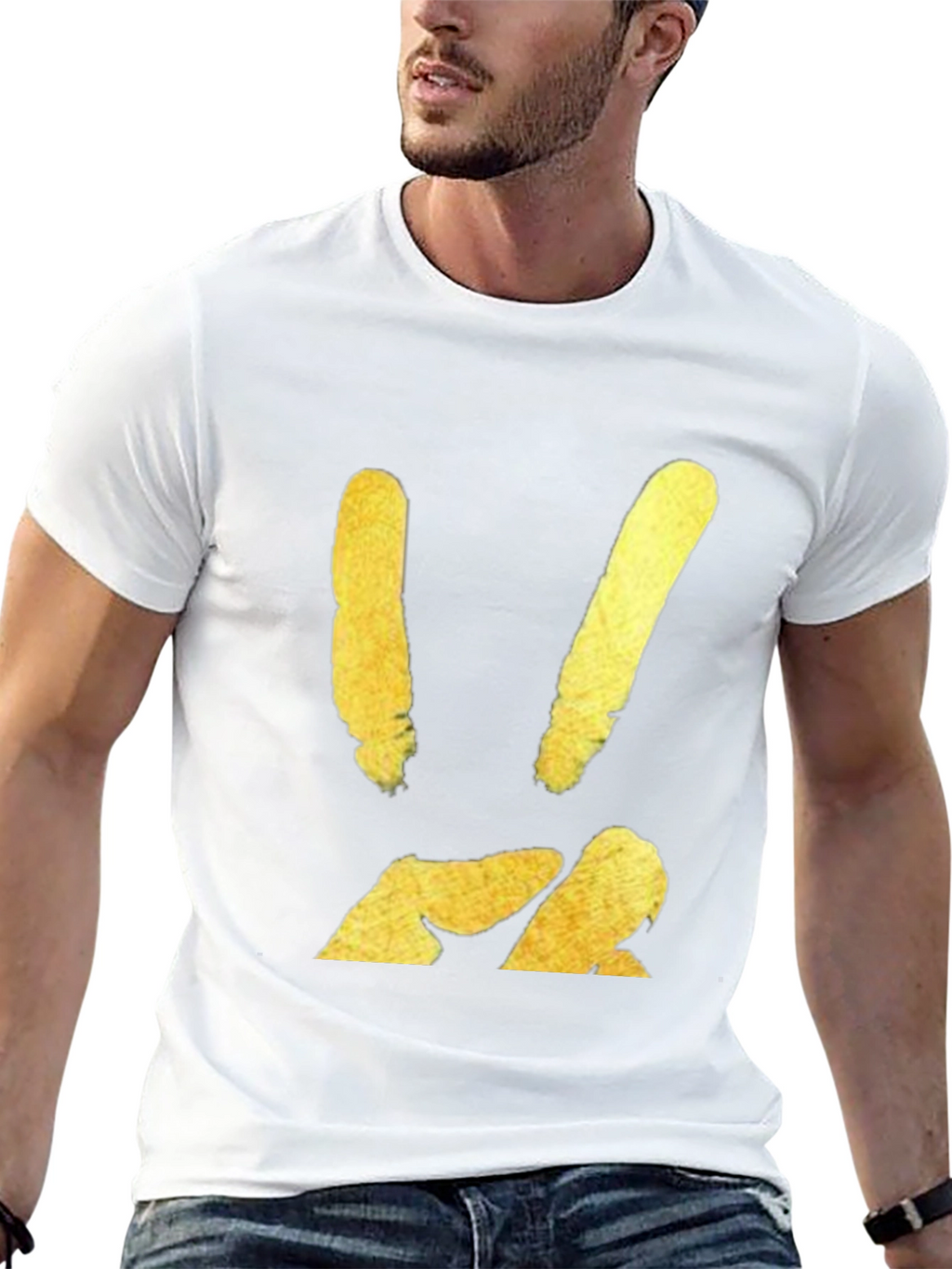 Modern Graphic Print T-Shirt - Gold Abstract Design
