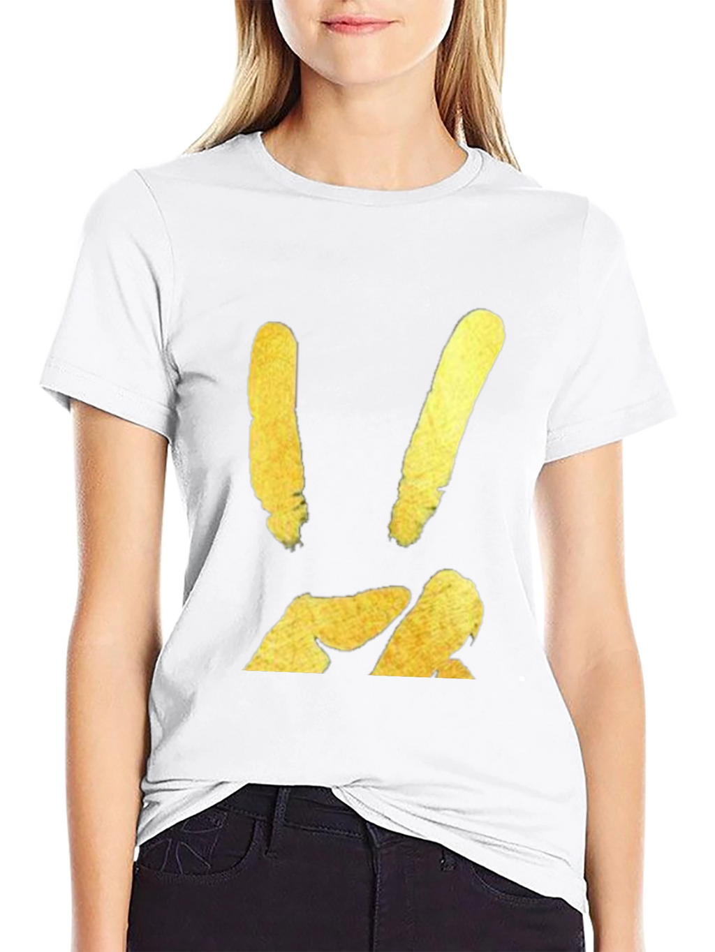 Modern Graphic Print T-Shirt - Gold Abstract Design