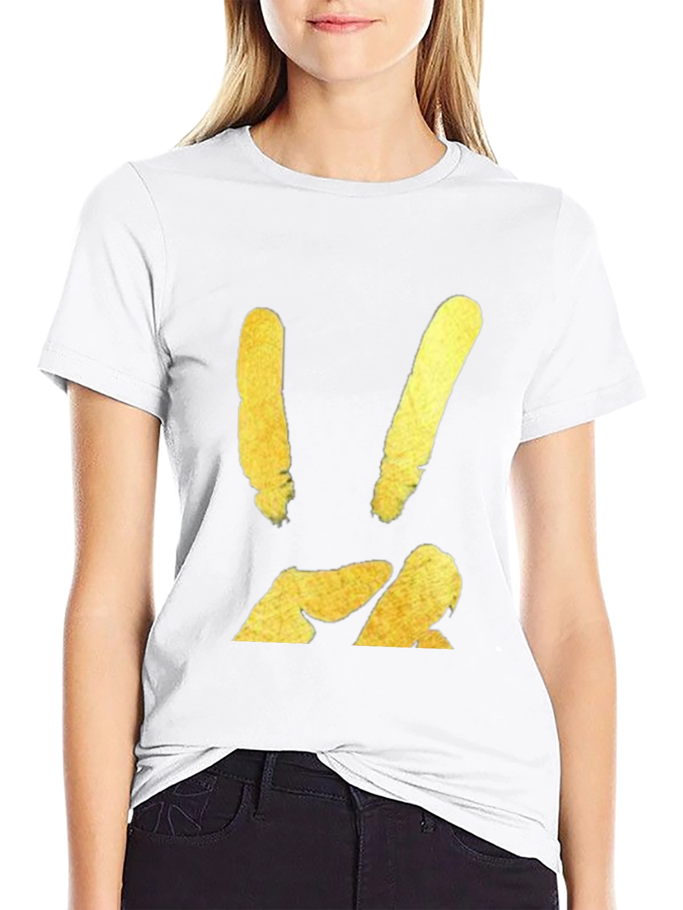 Modern Graphic Print T-Shirt - Gold Abstract Design