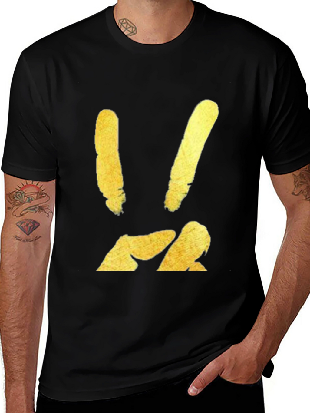 Modern Graphic Print T-Shirt - Gold Abstract Design