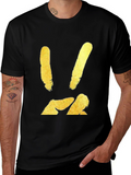 Modern Graphic Print T-Shirt - Gold Abstract Design