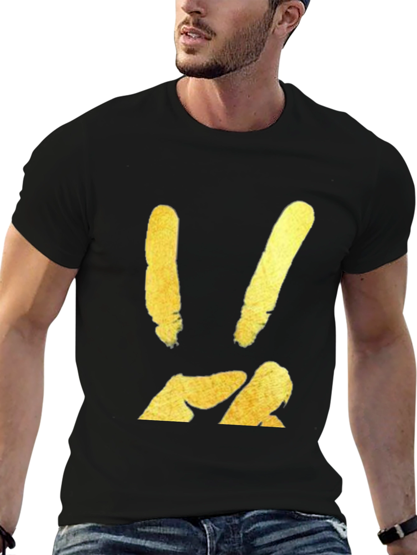 Modern Graphic Print T-Shirt - Gold Abstract Design