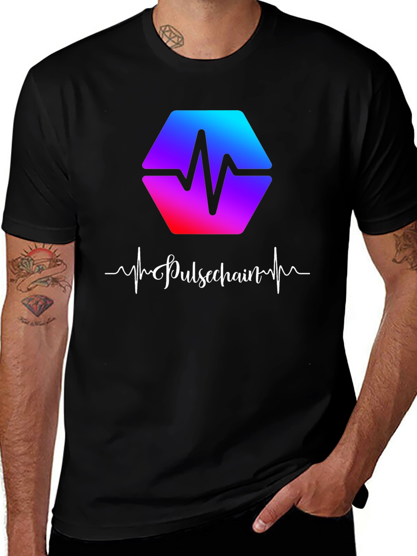 Pulsechain Heartbeat Black T-Shirt