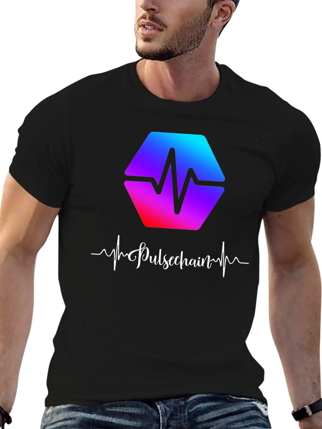 Pulsechain Heartbeat Black T-Shirt