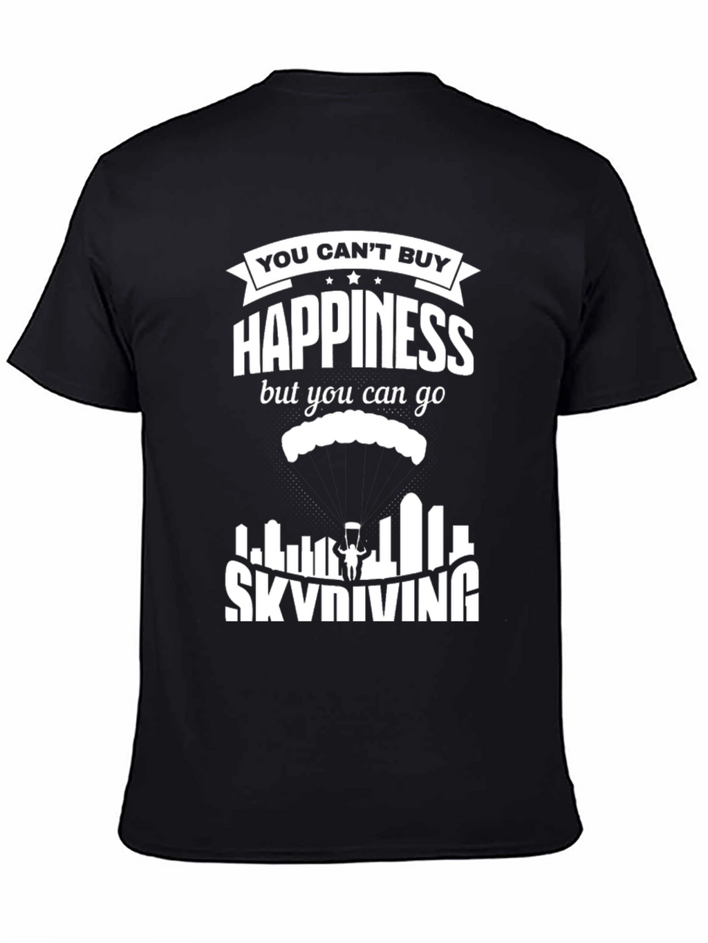 Skydiving Happiness Graphic Tee - Black Cotton T-Shirt