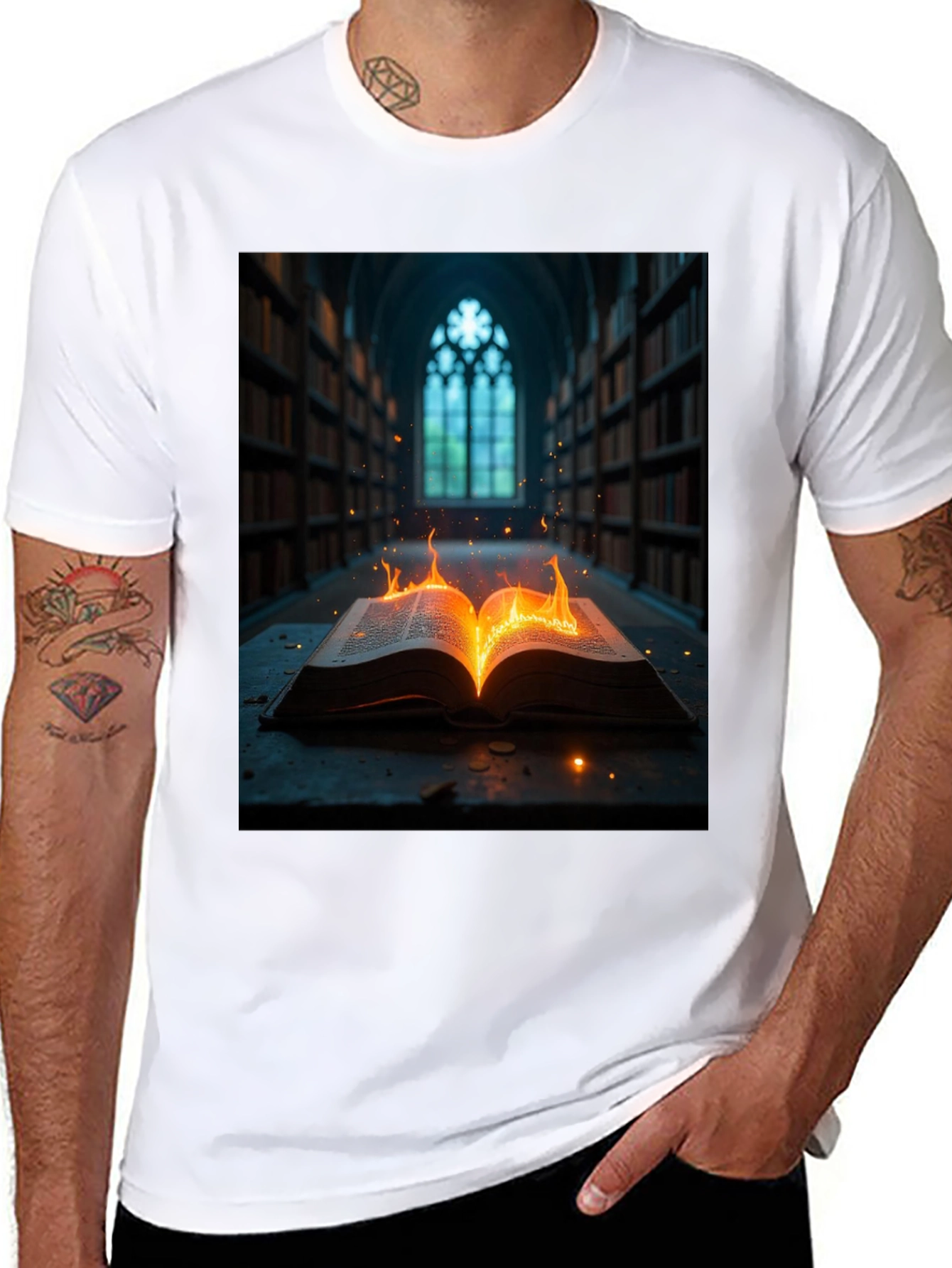 Mystical Burning Book Graphic Tee
