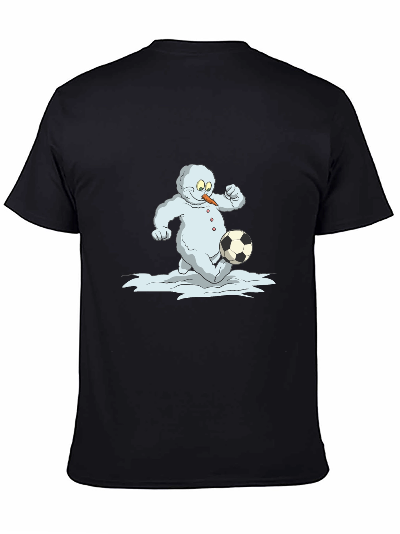 Snowman Soccer T-Shirt - Black Cotton Tee