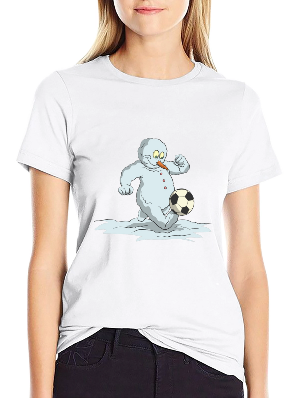 Snowman Soccer T-Shirt - Black Cotton Tee