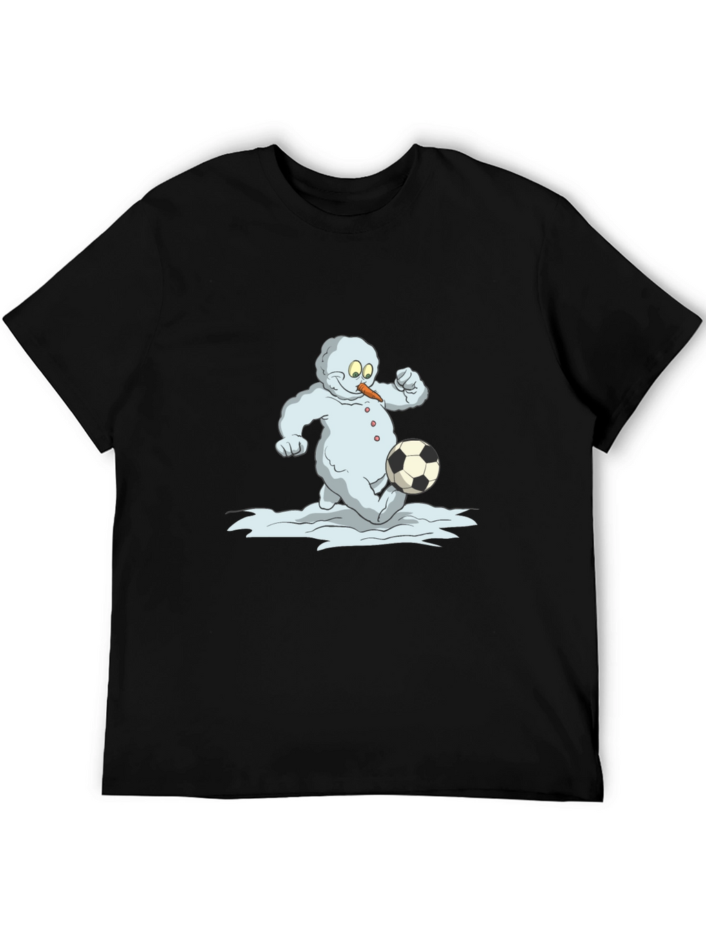 Snowman Soccer T-Shirt - Black Cotton Tee