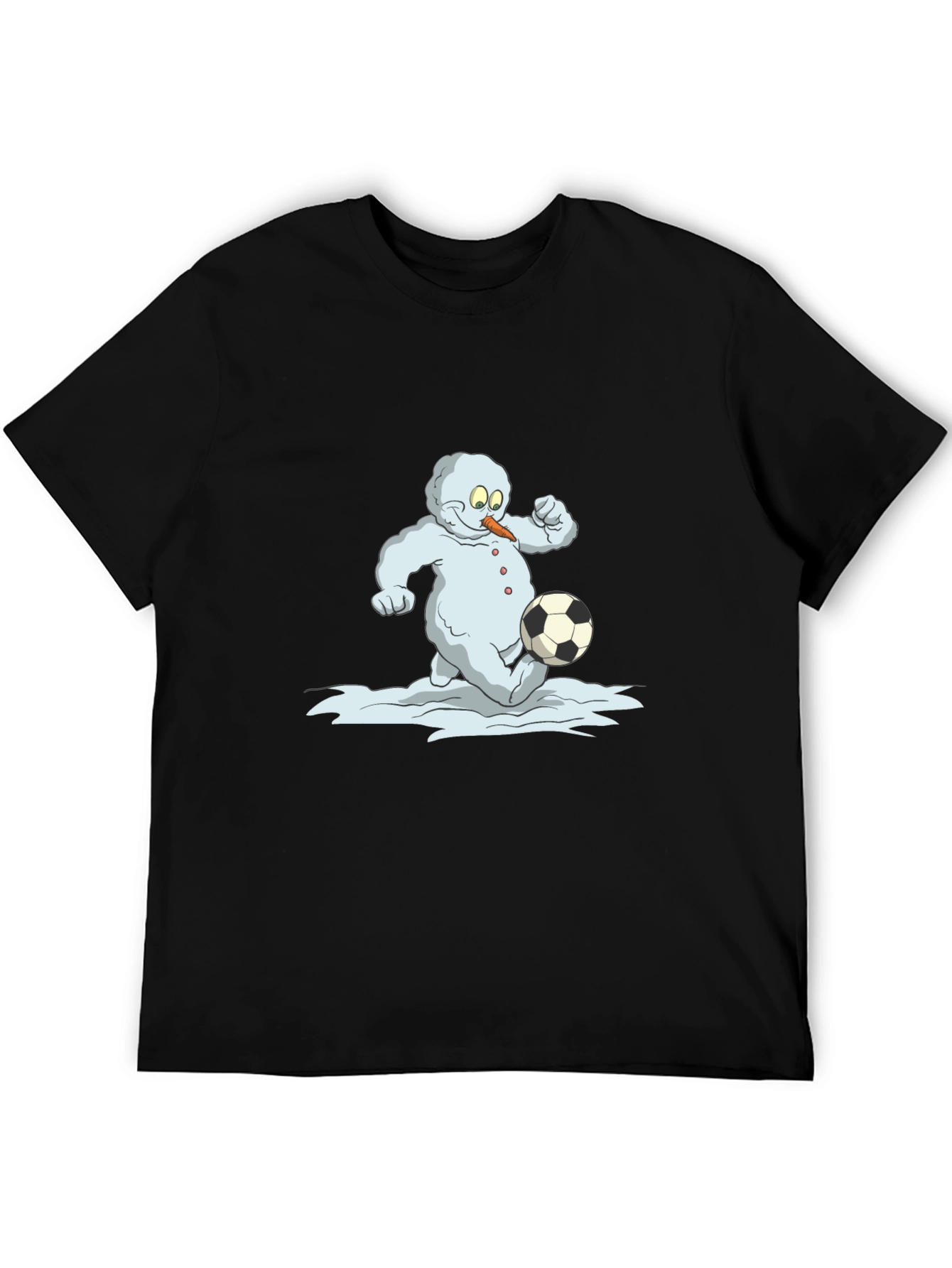 Snowman Soccer T-Shirt - Black Cotton Tee