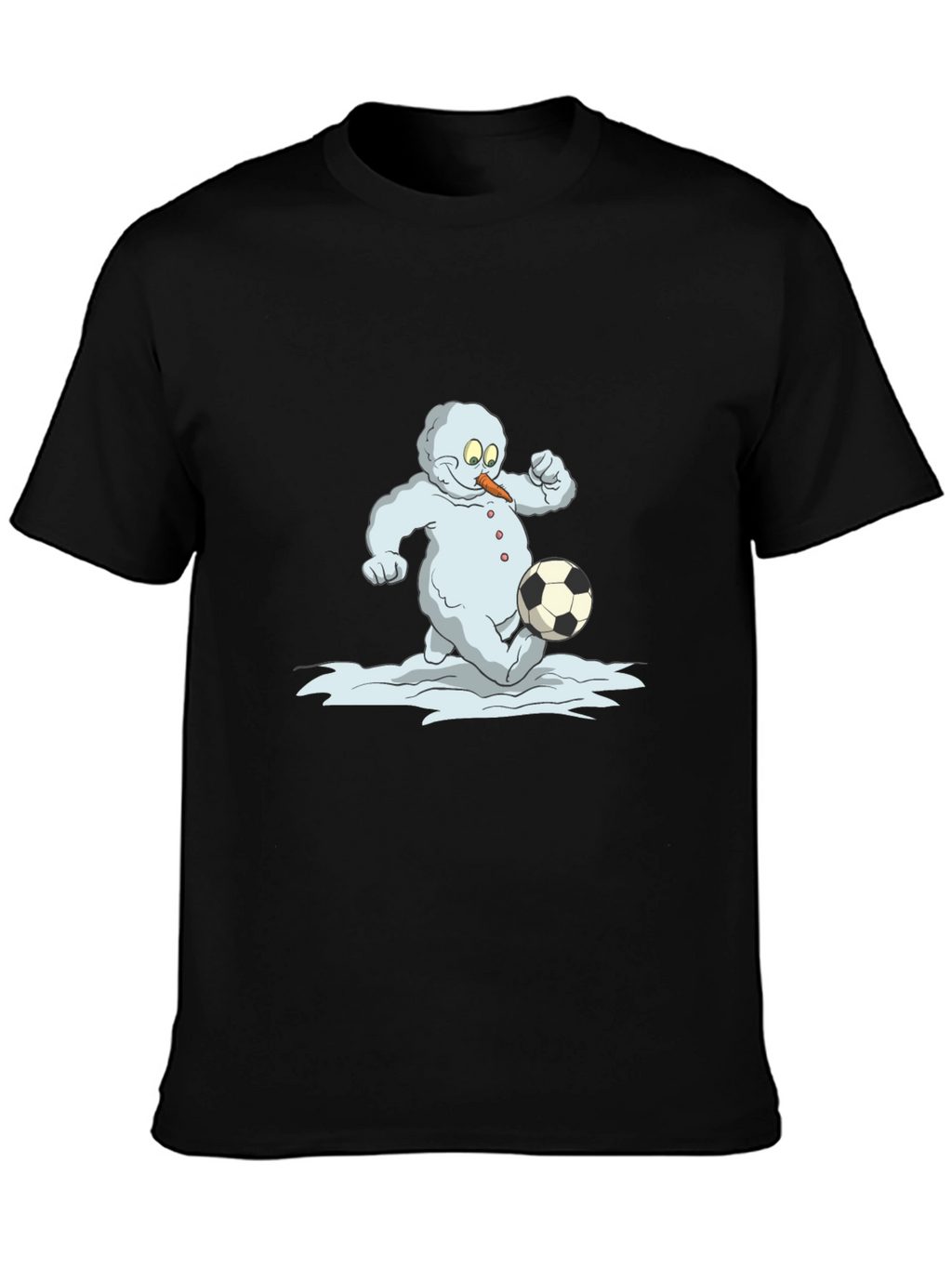 Snowman Soccer T-Shirt - Black Cotton Tee