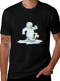 Snowman Soccer T-Shirt - Black Cotton Tee