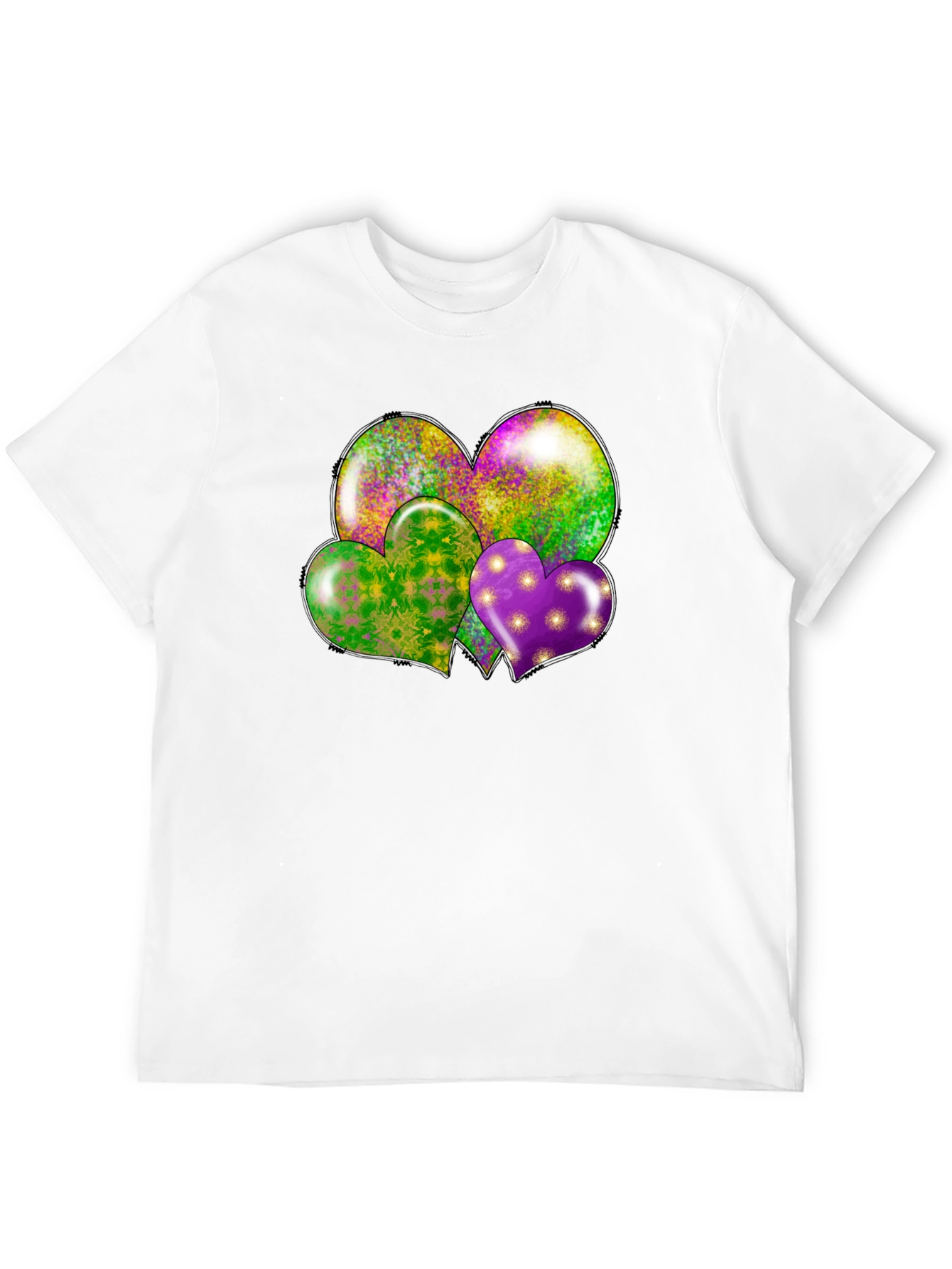 Mardi Gras Hearts T-Shirt - Fun Celebration Wear