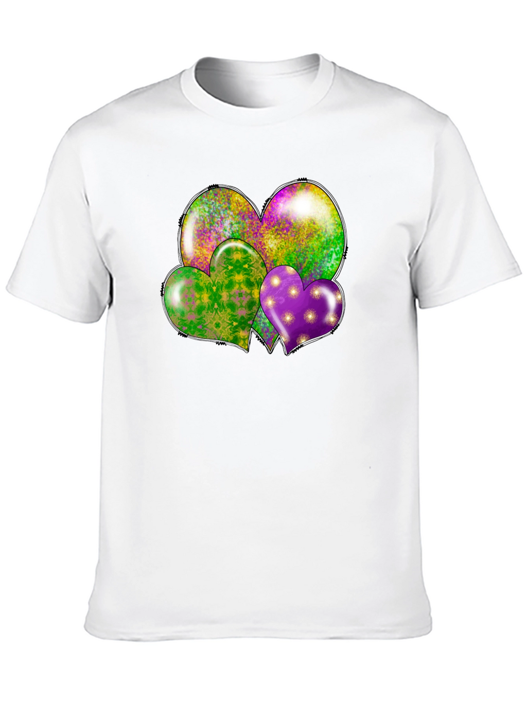 Mardi Gras Hearts T-Shirt - Fun Celebration Wear