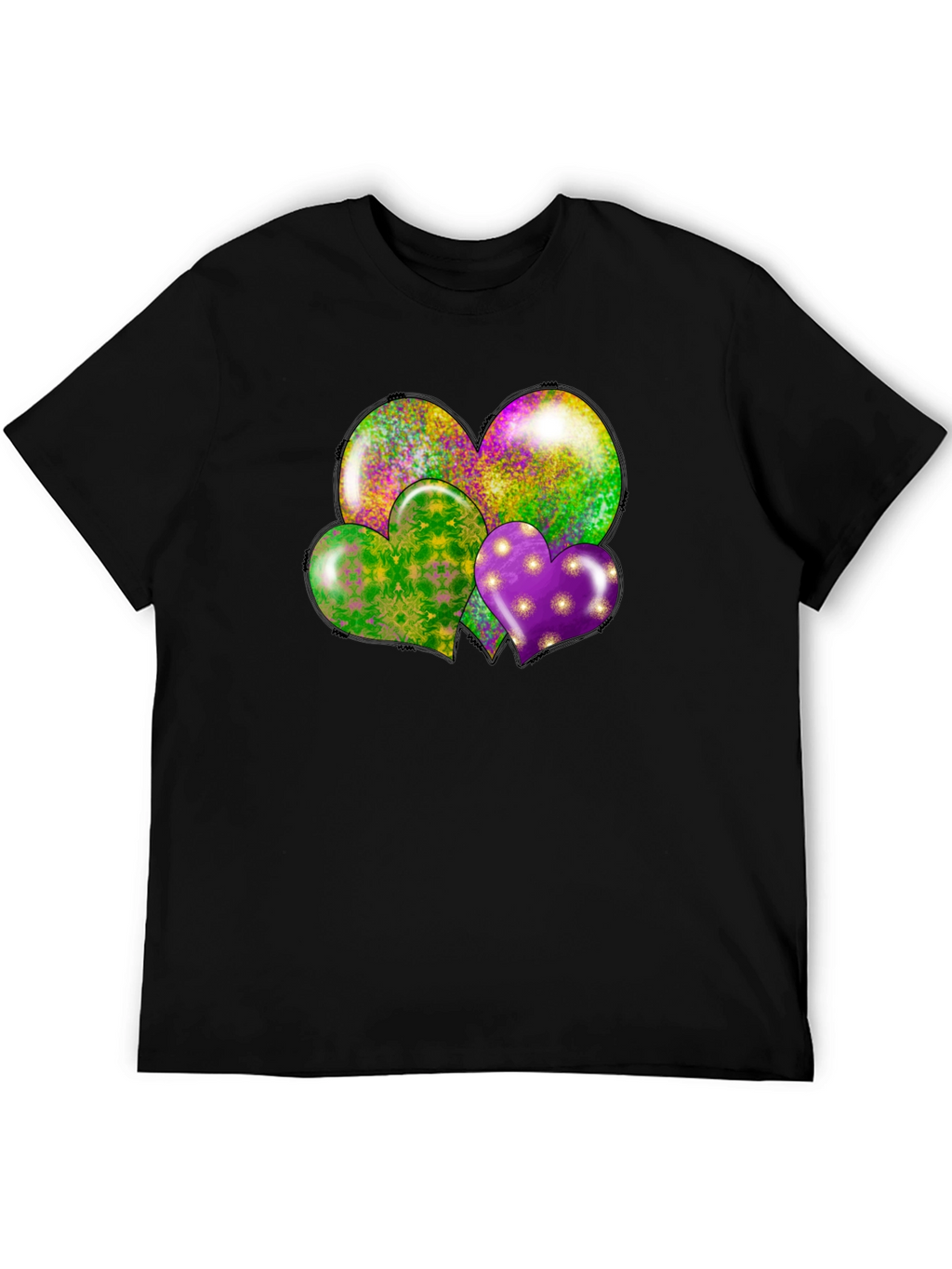 Mardi Gras Hearts T-Shirt - Fun Celebration Wear