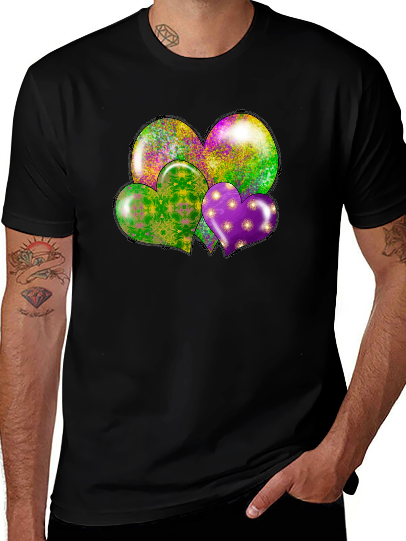 Mardi Gras Hearts T-Shirt - Fun Celebration Wear