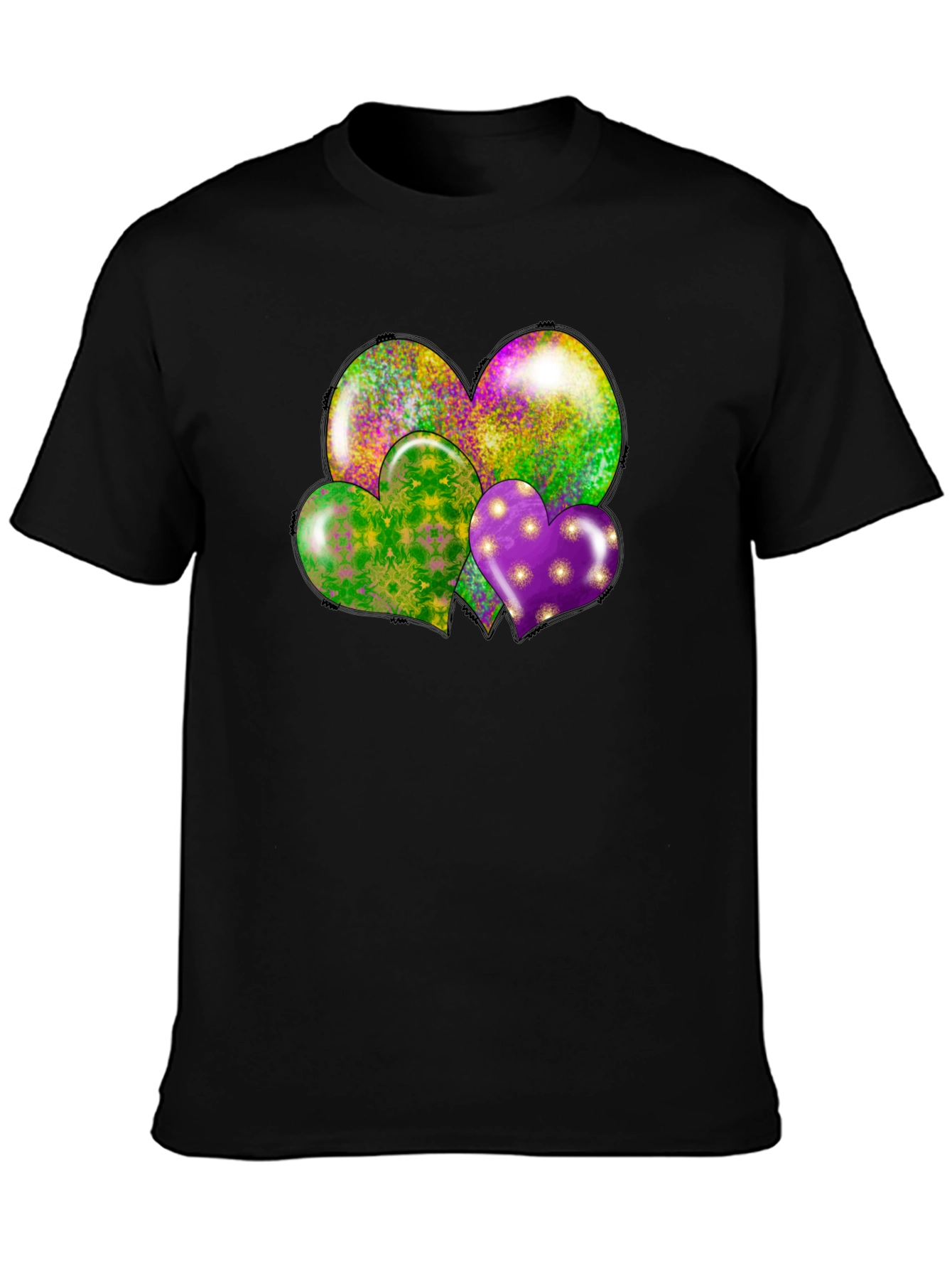 Mardi Gras Hearts T-Shirt - Fun Celebration Wear