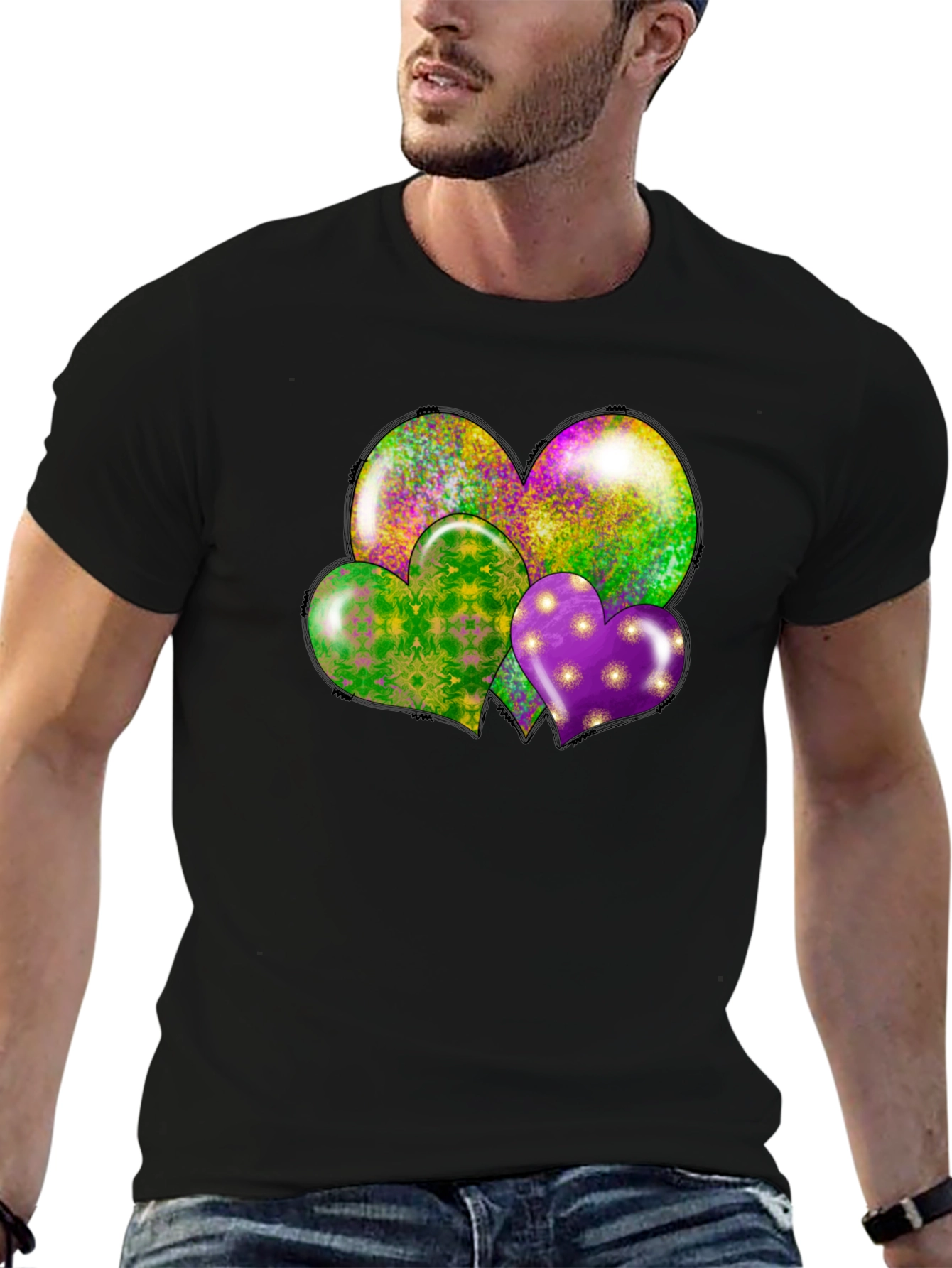 Mardi Gras Hearts T-Shirt - Fun Celebration Wear