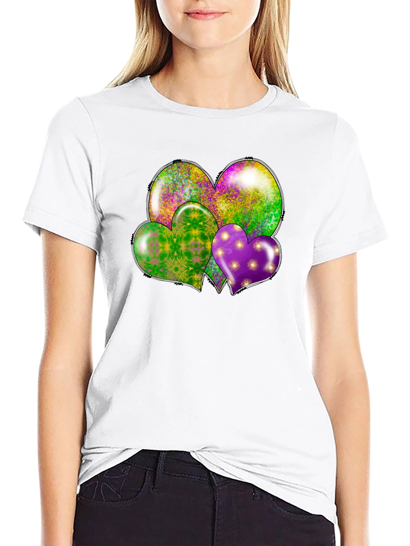 Mardi Gras Hearts T-Shirt - Fun Celebration Wear