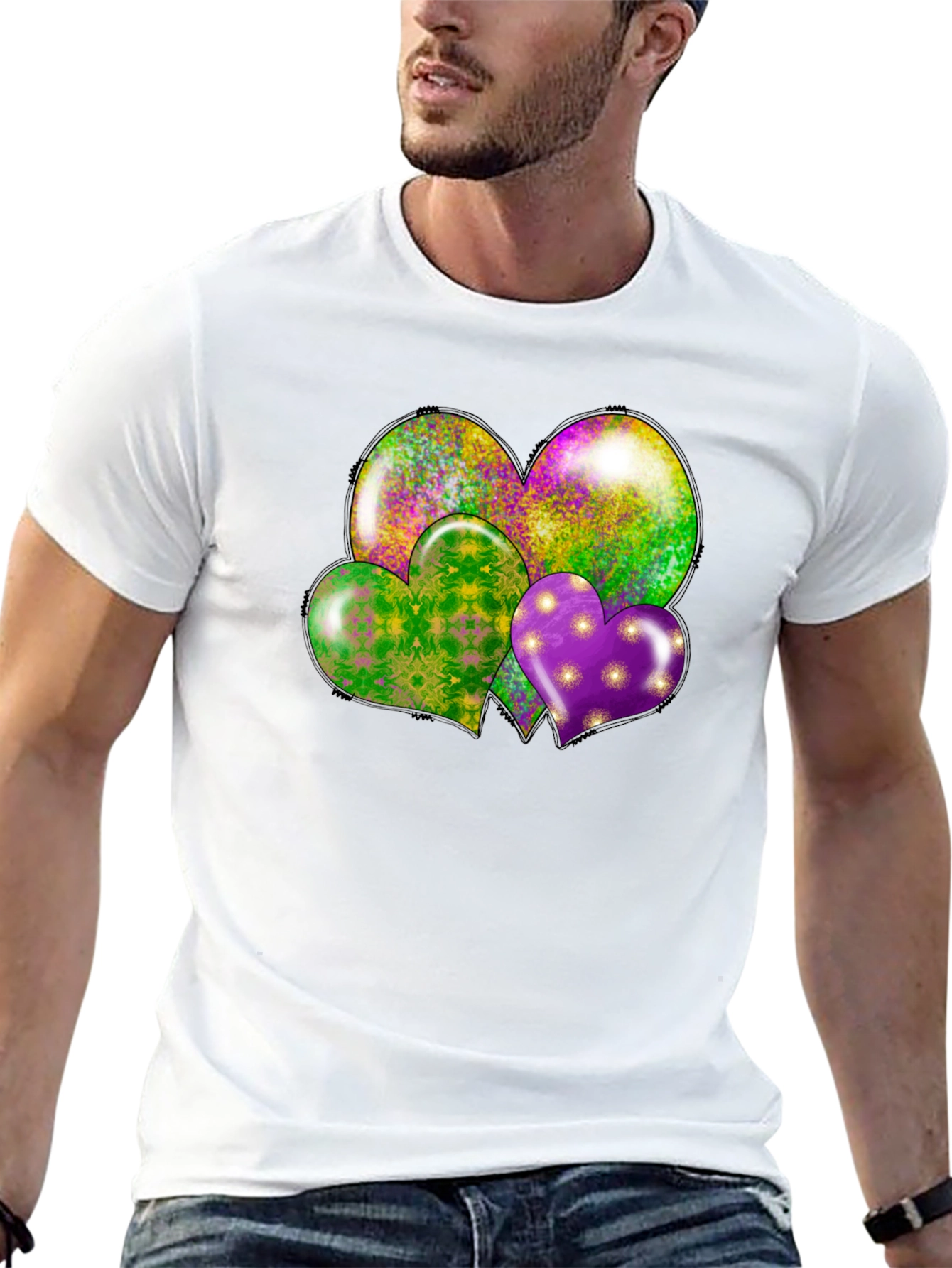 Mardi Gras Hearts T-Shirt - Fun Celebration Wear