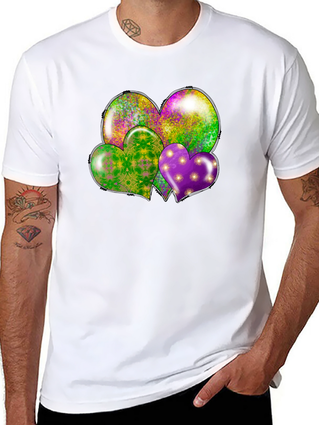 Mardi Gras Hearts T-Shirt - Fun Celebration Wear