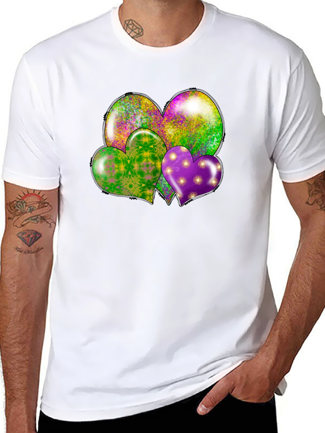 Mardi Gras Hearts T-Shirt - Fun Celebration Wear