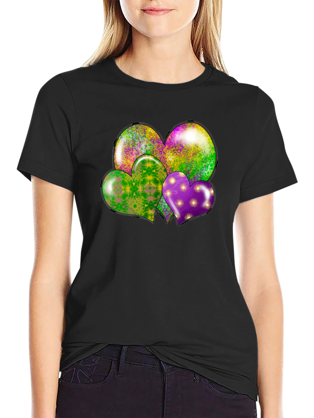 Mardi Gras Hearts T-Shirt - Fun Celebration Wear