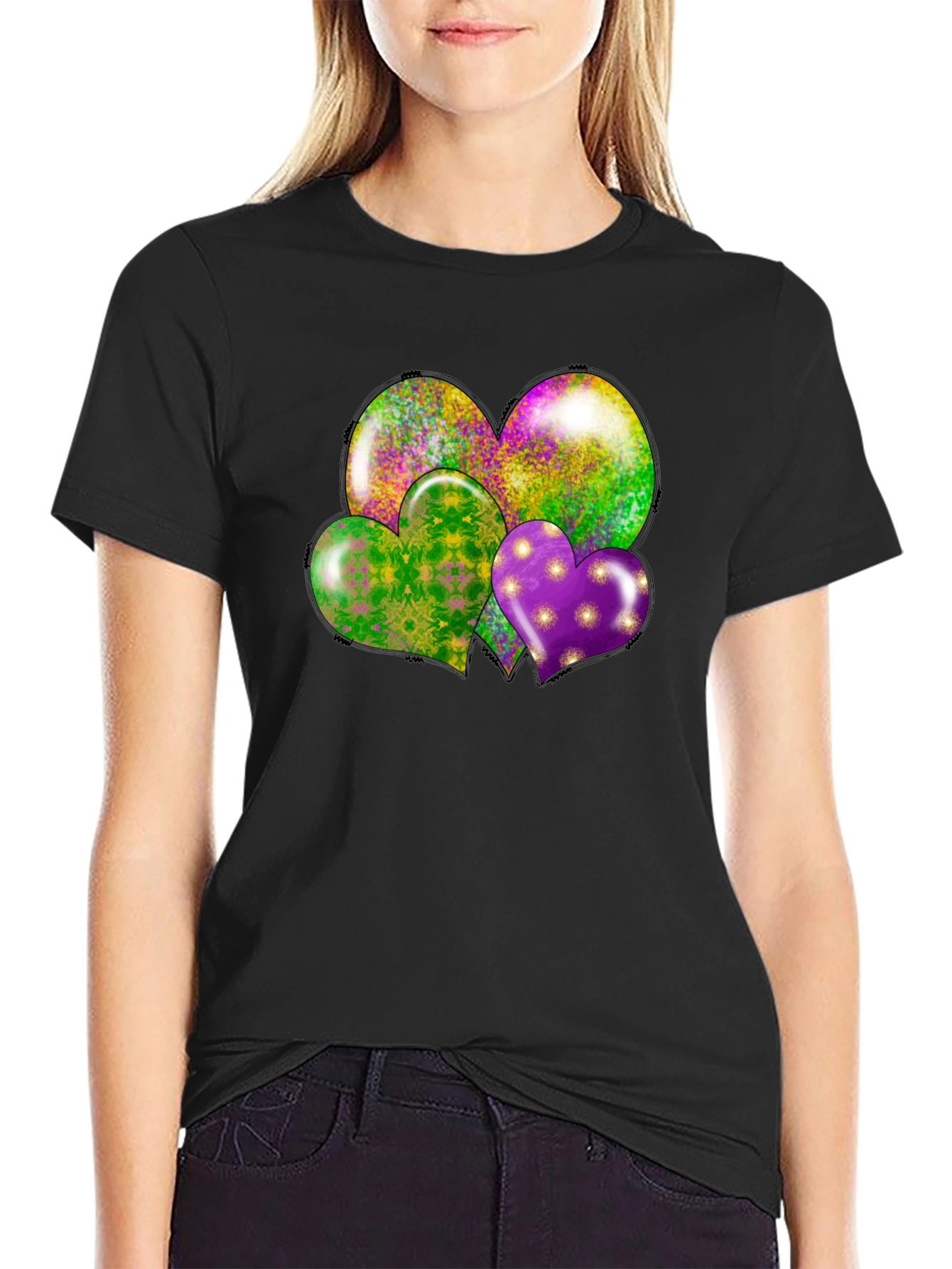 Mardi Gras Hearts T-Shirt - Fun Celebration Wear