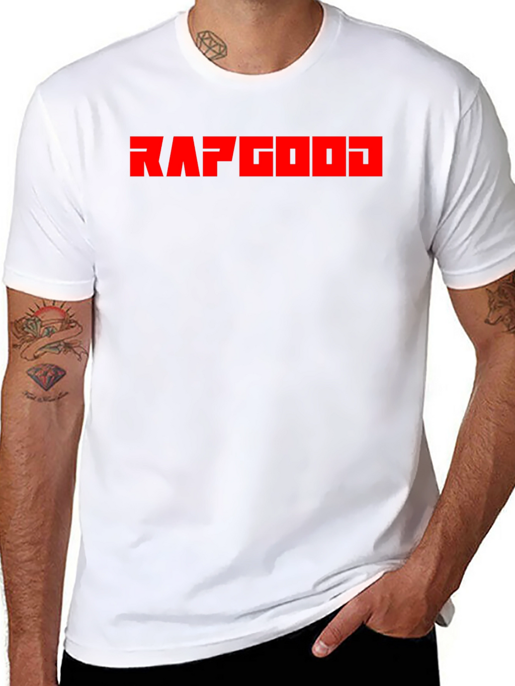 RAPGOD Graphic Tee - Bold Red Print on Black
