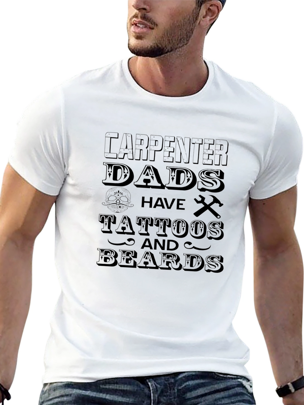 Carpenter Dads Tattoos & Beards Black Graphic T-Shirt