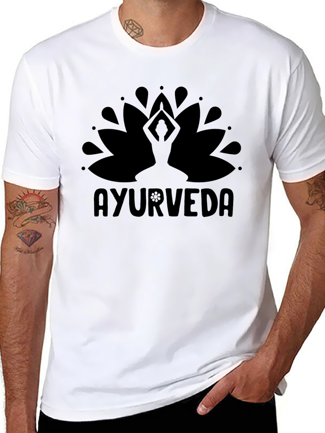 Ayurveda Lotus Graphic Tee - Yoga & Wellness