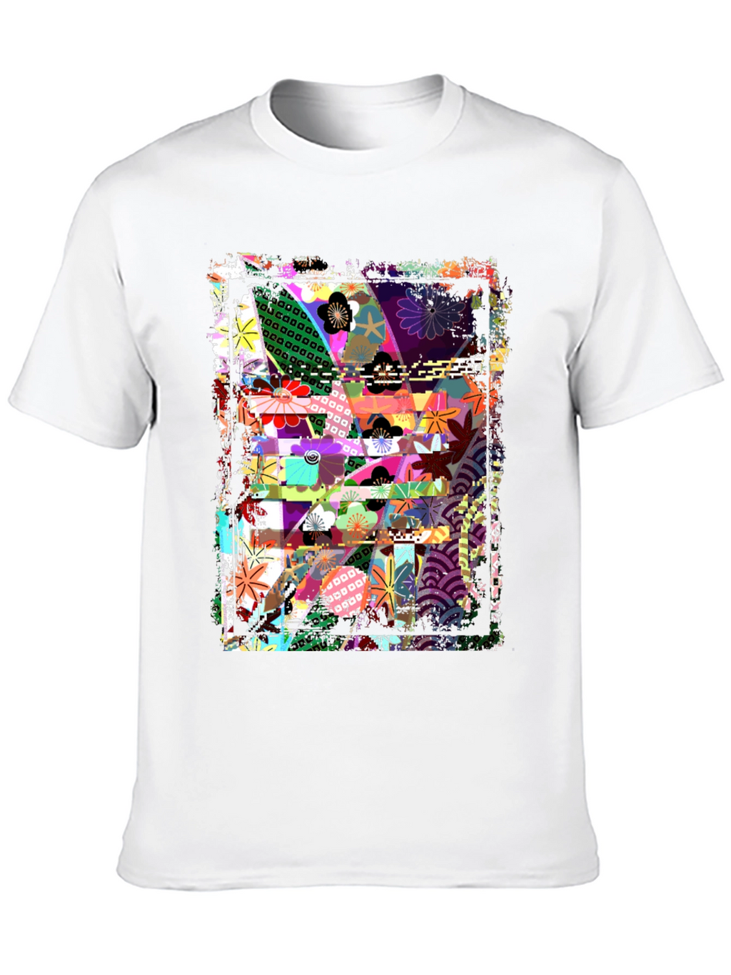 Abstract Floral Graphic Print Black T-Shirt