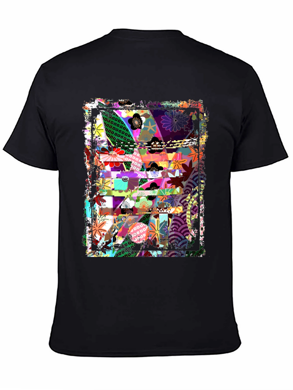 Abstract Floral Graphic Print Black T-Shirt