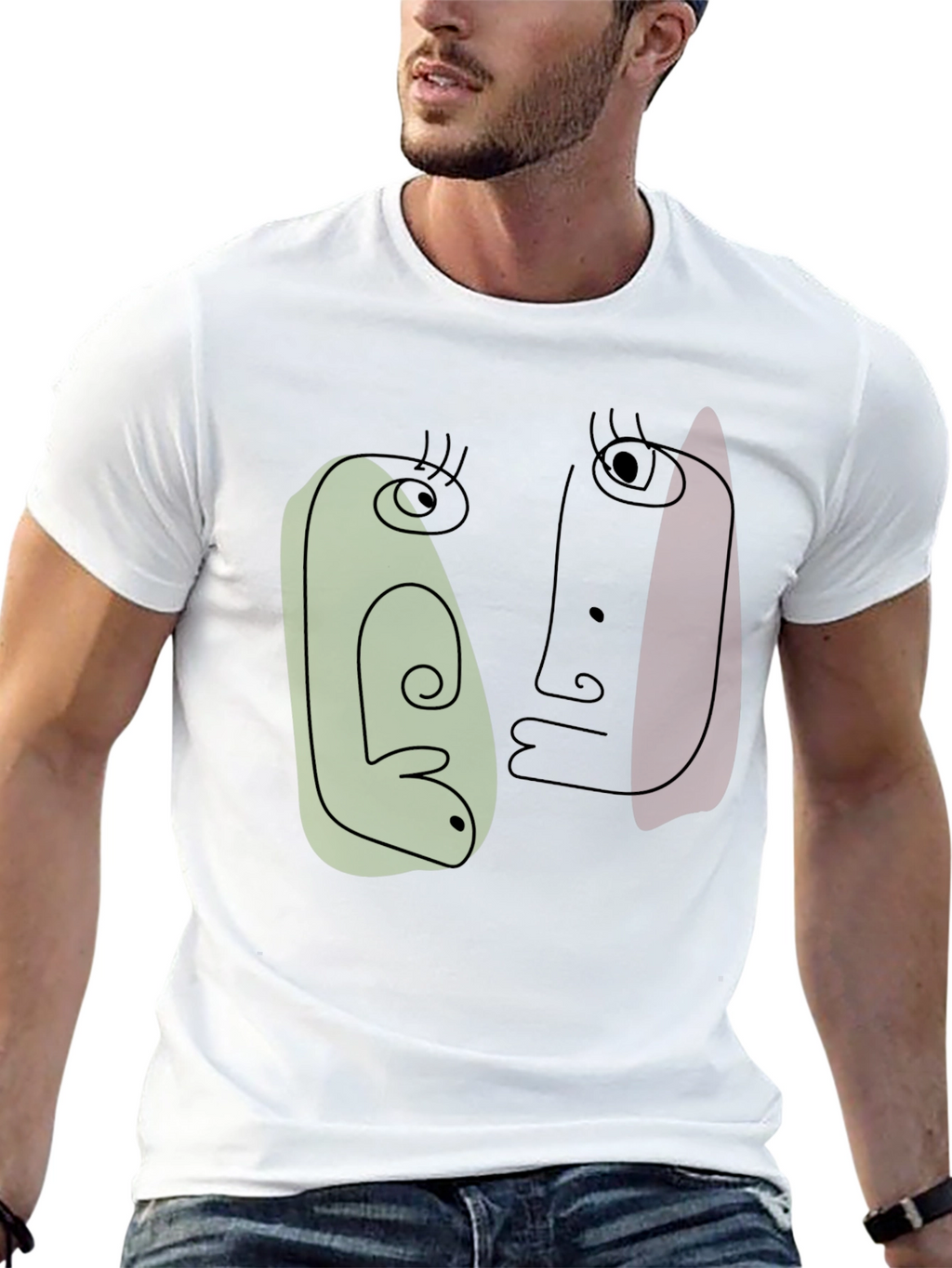Abstract Faces Graphic Tee - Modern Art Shirt