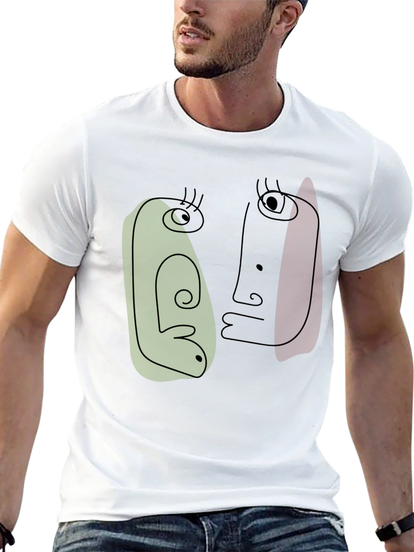 Abstract Faces Graphic Tee - Modern Art Shirt