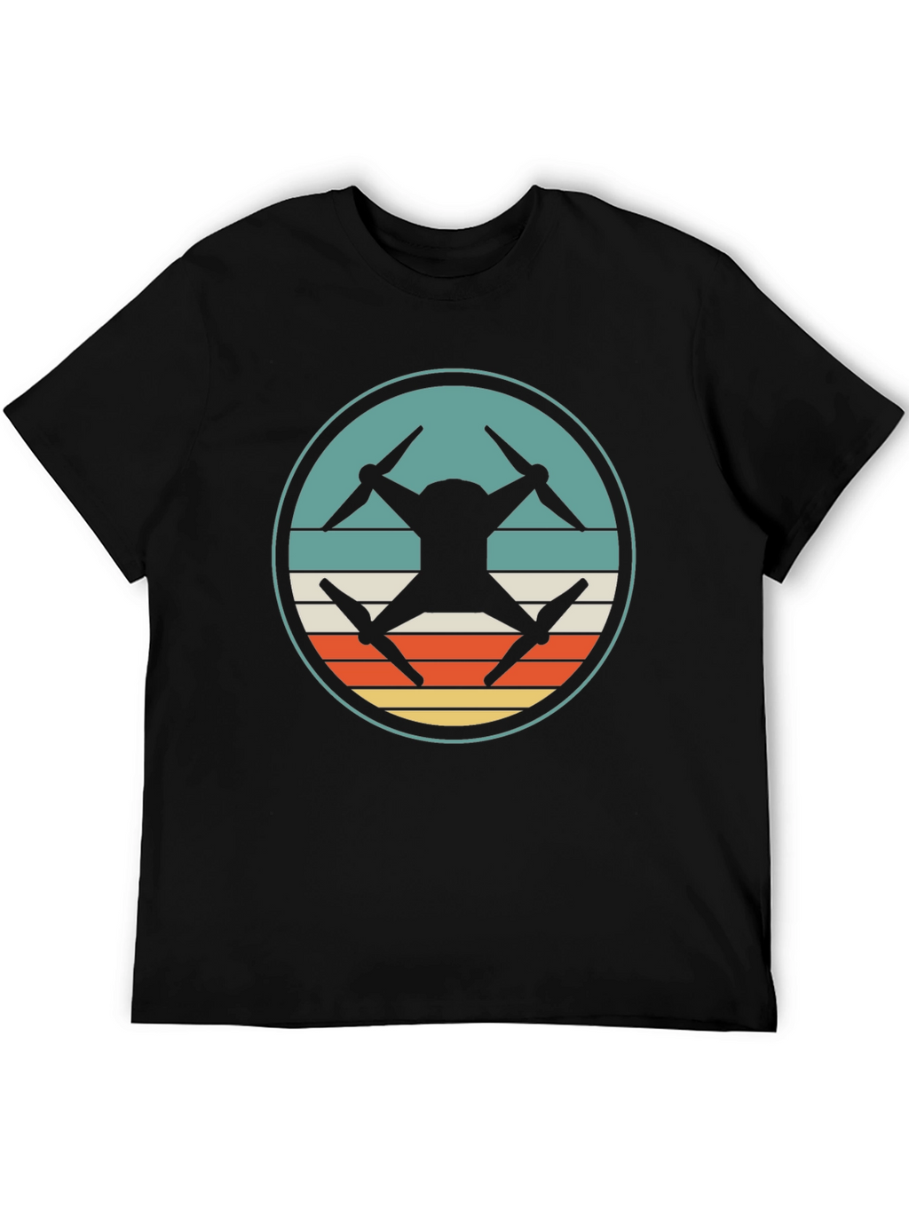 Drone Silhouette Retro Graphic T-Shirt
