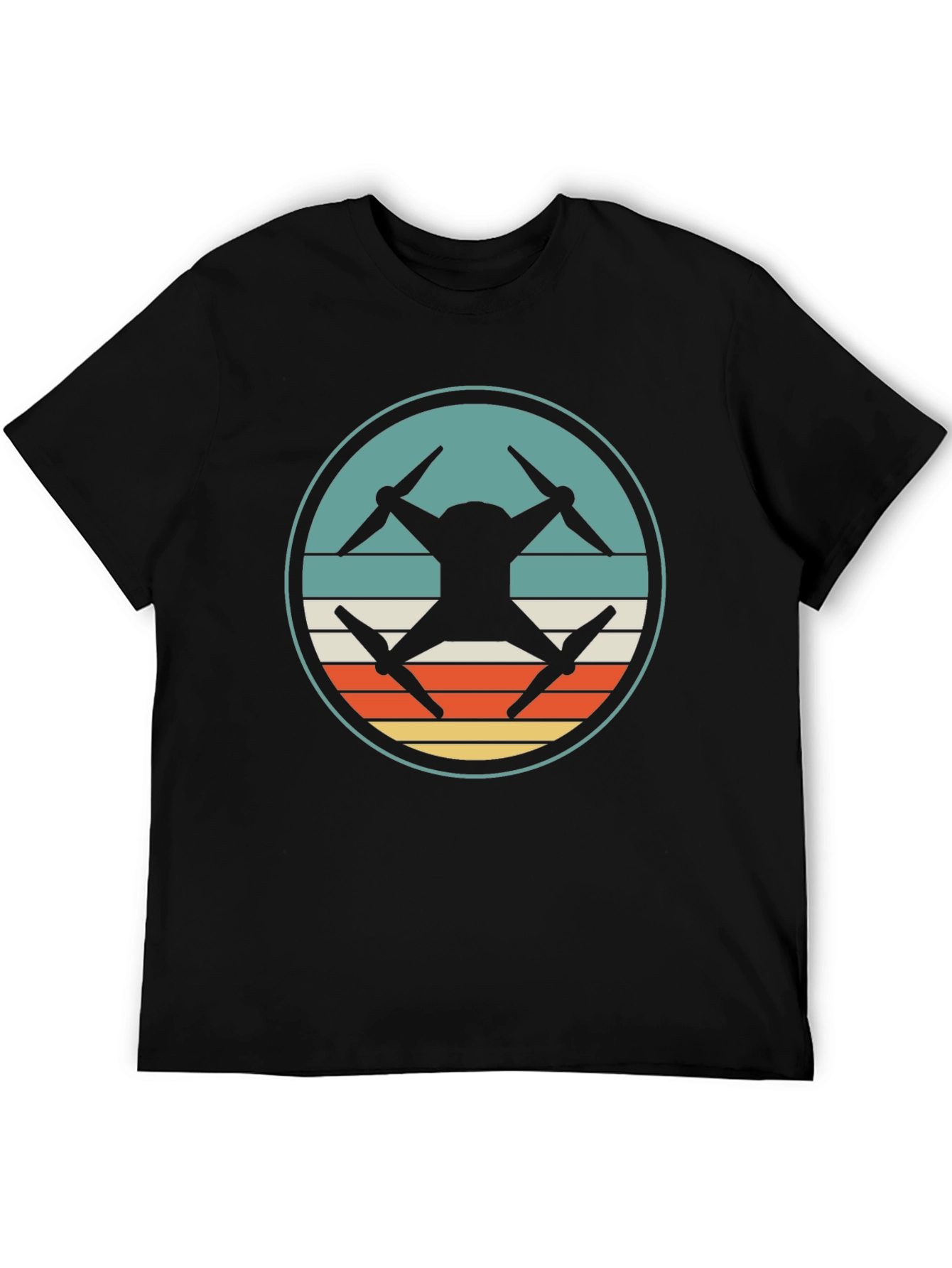 Drone Silhouette Retro Graphic T-Shirt