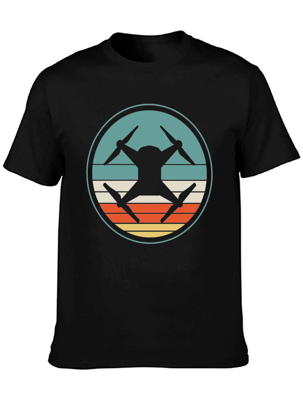 Drone Silhouette Retro Graphic T-Shirt