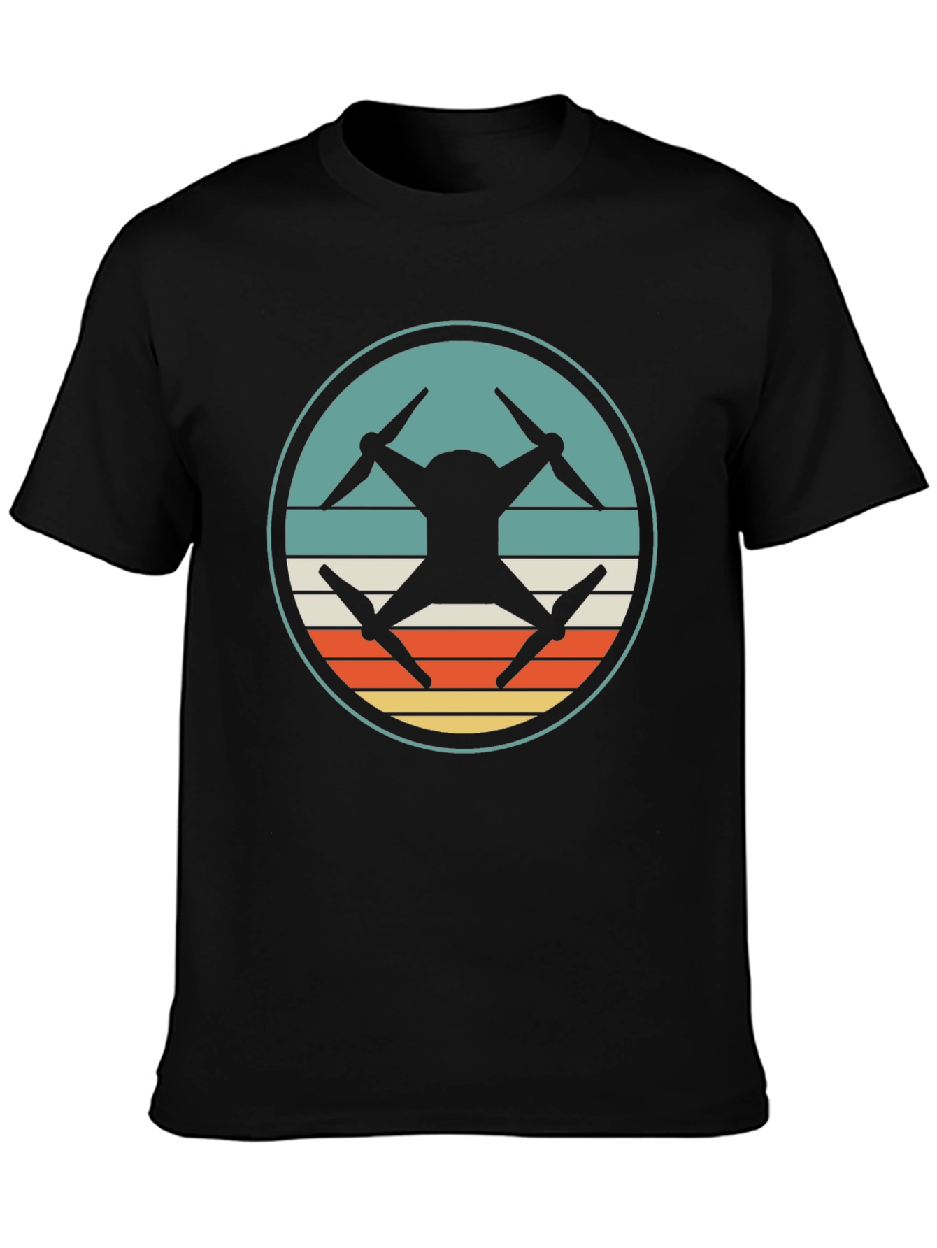 Drone Silhouette Retro Graphic T-Shirt
