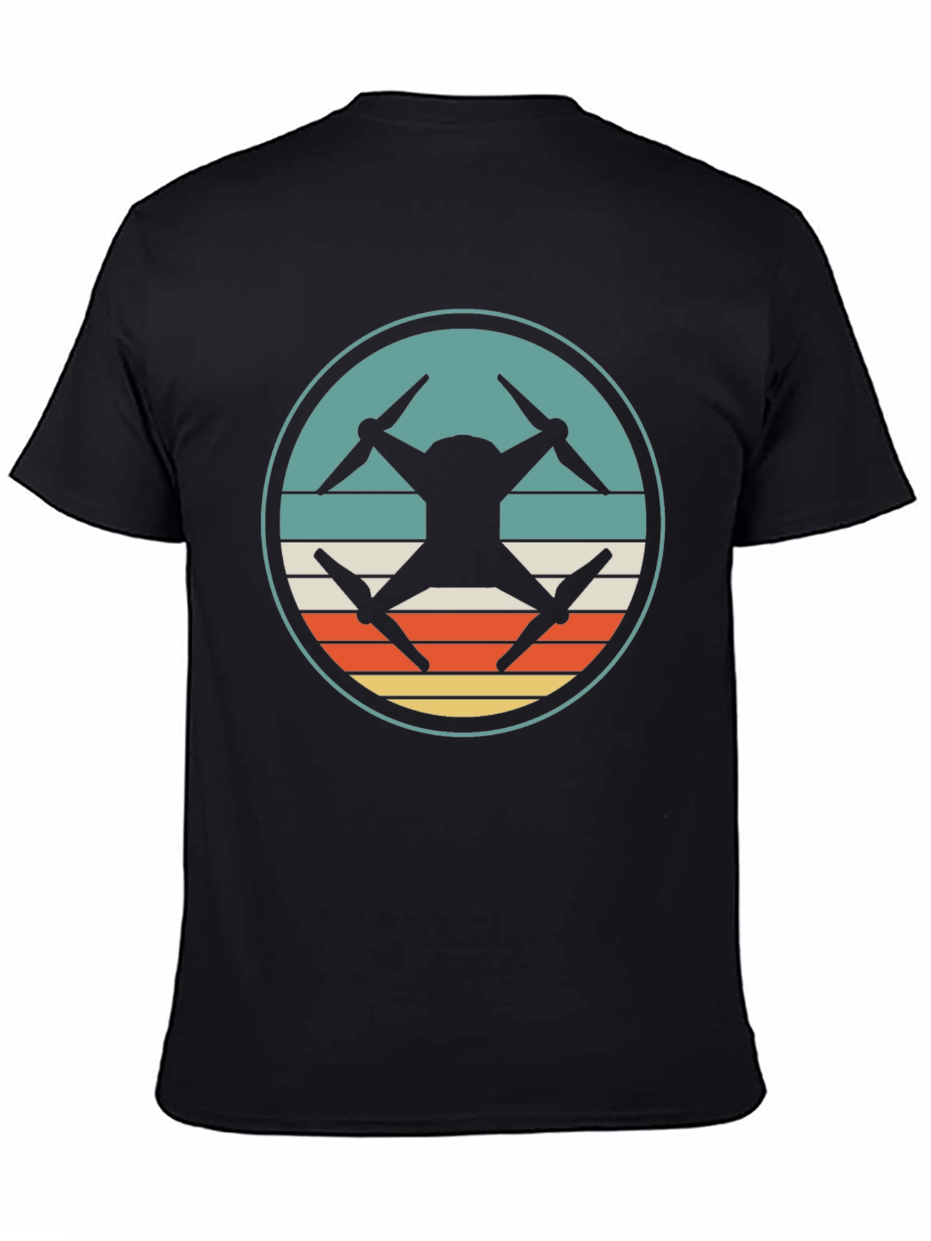 Drone Silhouette Retro Graphic T-Shirt