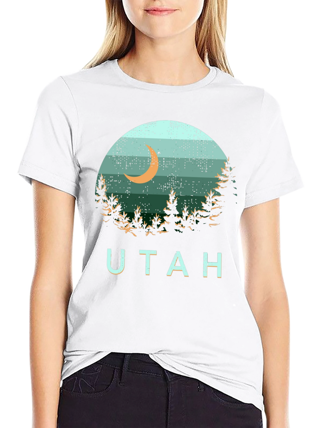 Utah Graphic Tee - Retro Moon & Trees Design