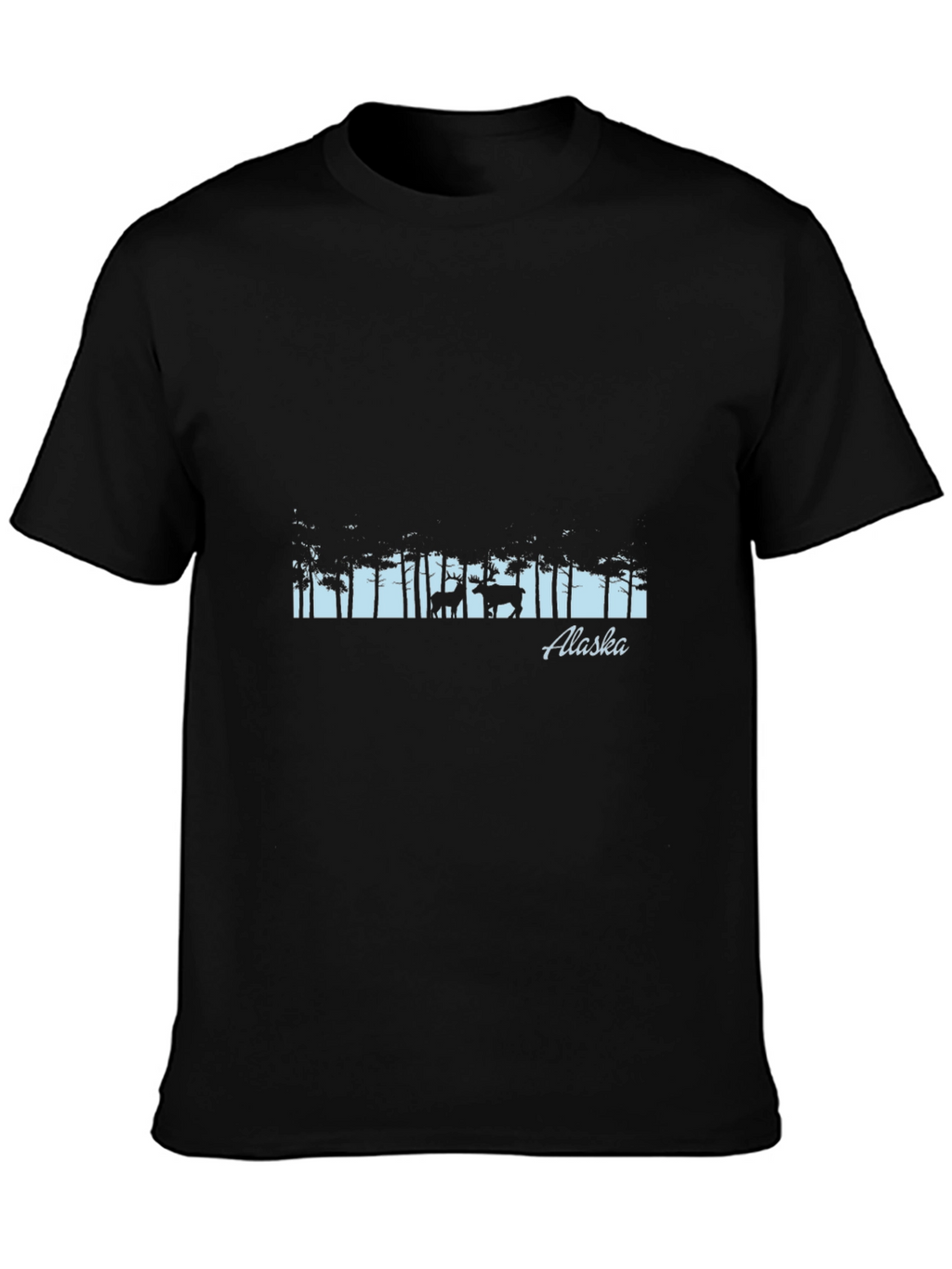 Alaska Moose Forest Graphic Tee - Black