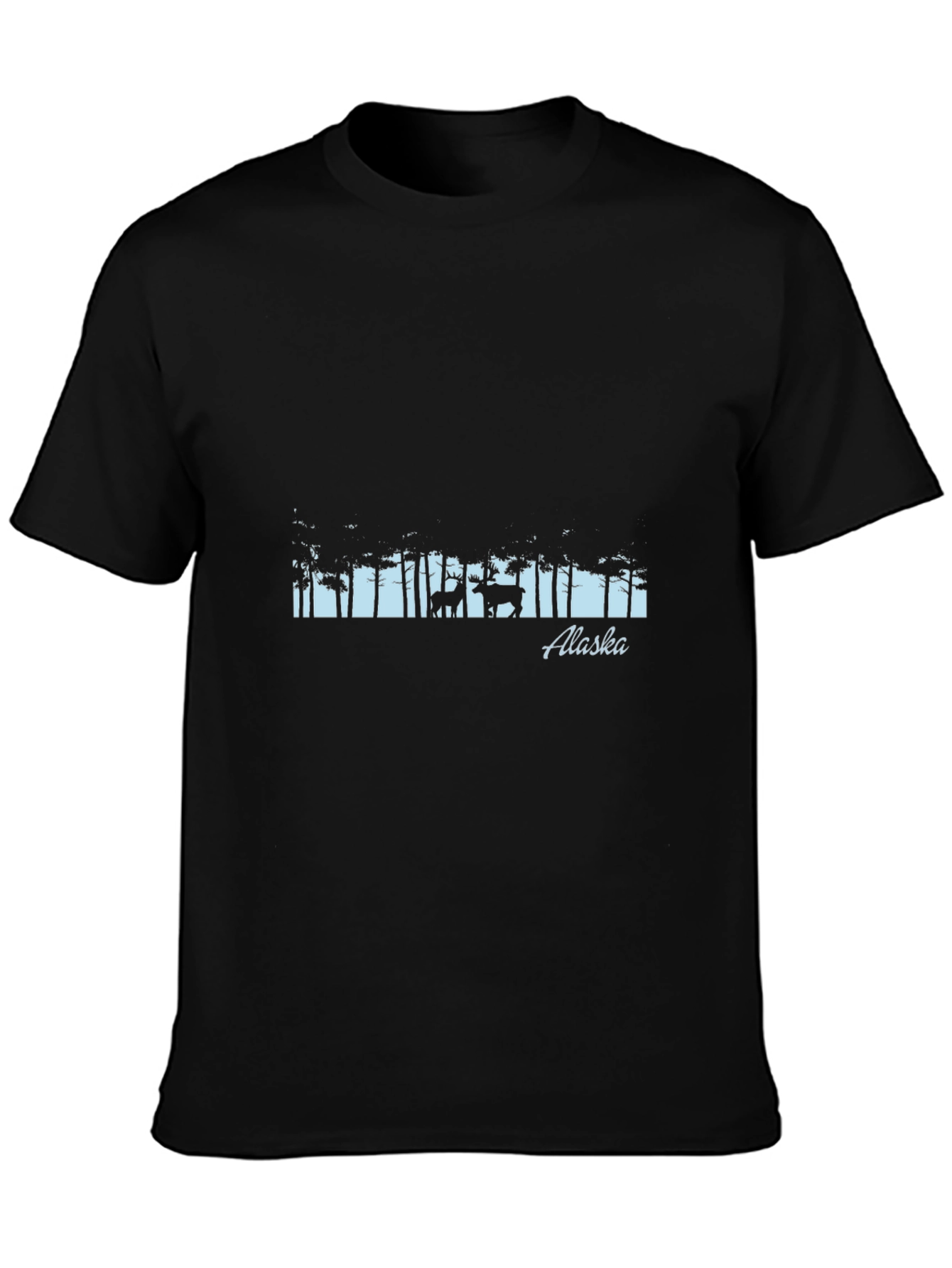 Alaska Moose Forest Graphic Tee - Black