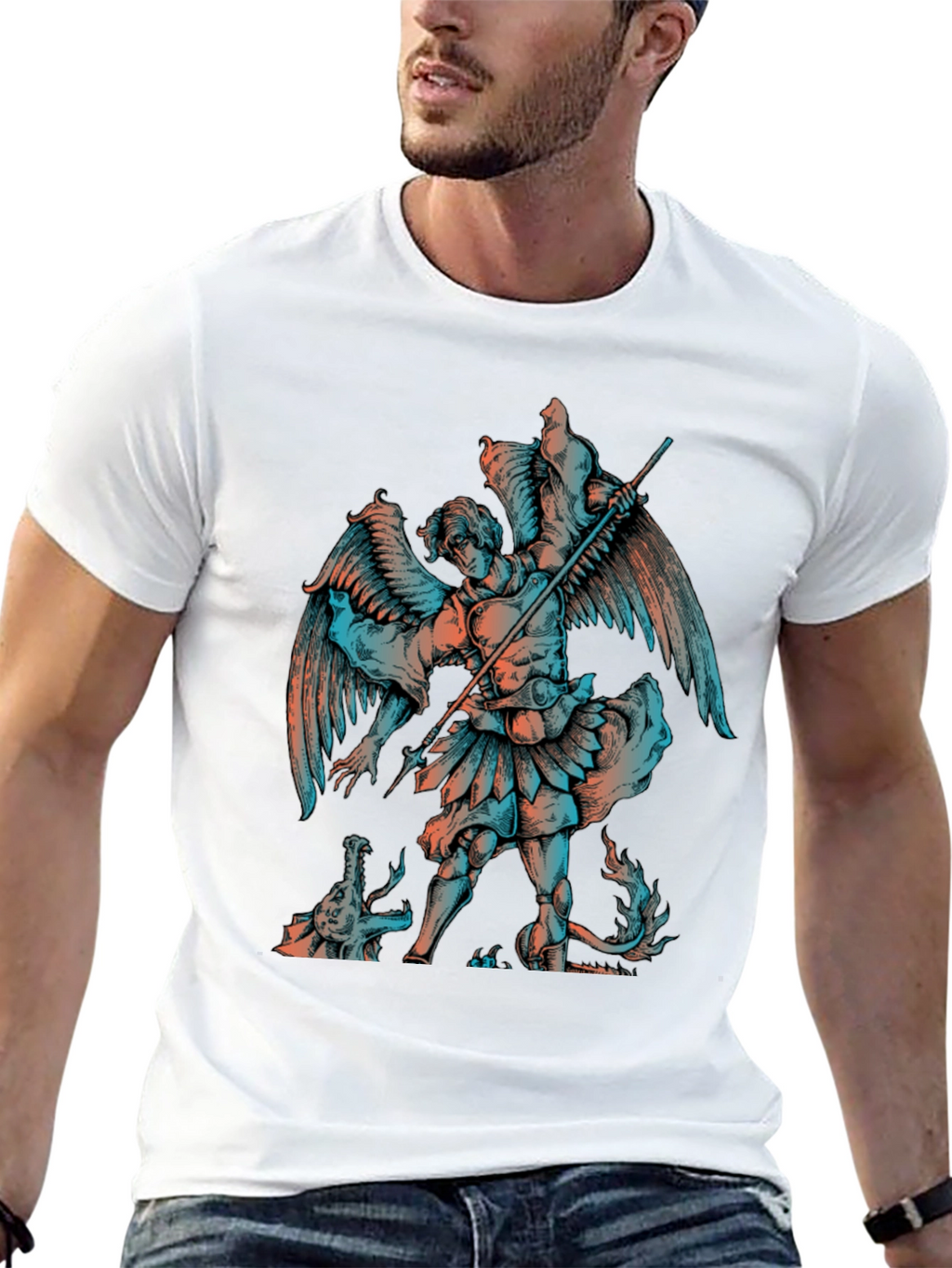 Angel vs Dragon Graphic Print T-Shirt