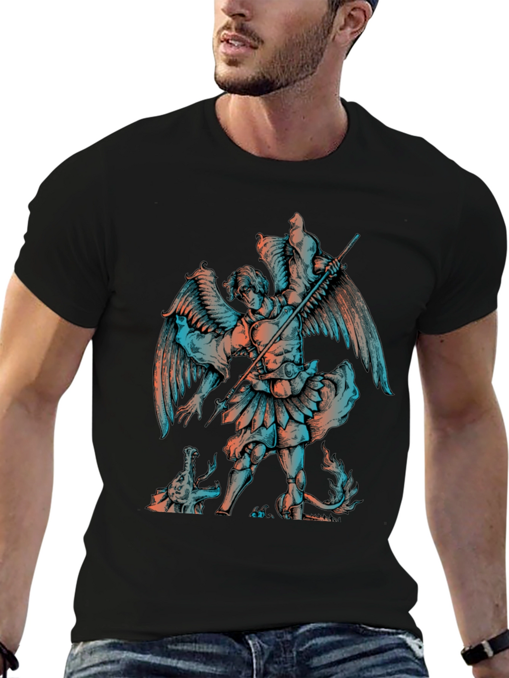 Angel vs Dragon Graphic Print T-Shirt